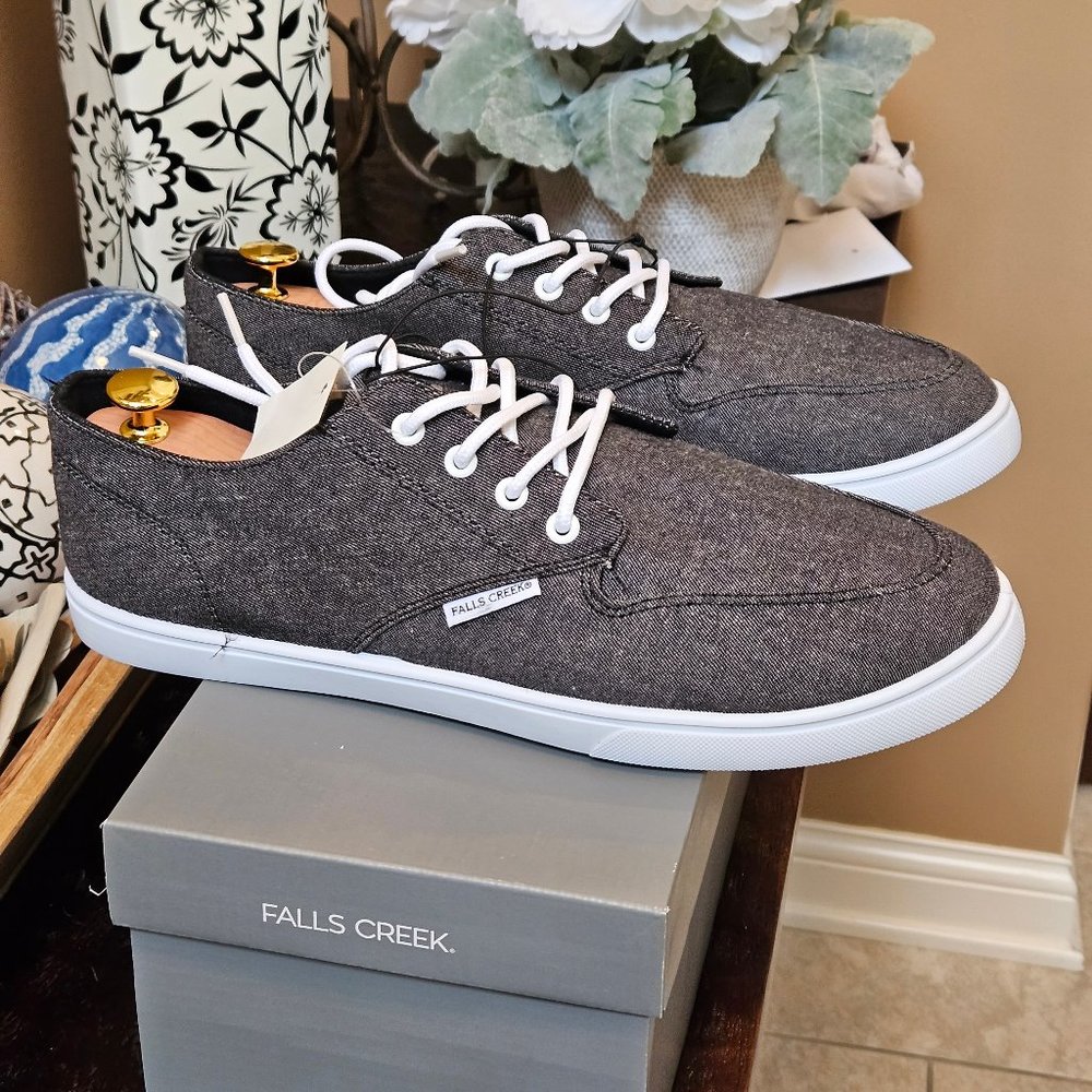 NWT Falls Creek Men's Dune Canvas Casual Shoes, Black, Sz 11